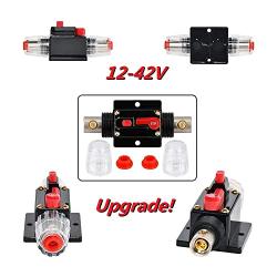 ANJOSHI 50 Amp Resettable Fuse Holder Circuit Breaker, with Manual Reset Waterproof Switch for RV Car Audio Marine Boat Motor Truck Inverter Home Solar System Replace Fuse 20A-150A/12V-42V DC (50A)