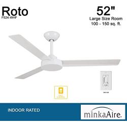 Minka-Aire F524-WHF Roto 52 Inch Ceiling Fan 3 Blades in Flat White Finish