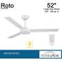 Minka-Aire F524-WHF Roto 52 Inch Ceiling Fan 3 Blades in Flat White Finish