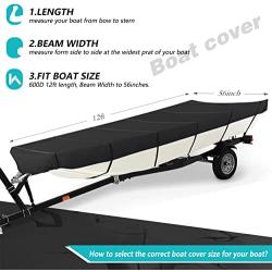 WFLNHB 600D Marine Grade Heavy Duty Trailerable Boat Cover Replacement for Jon Boat-Black