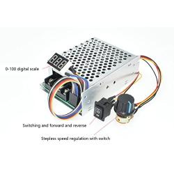 PWM DC Motor Speed Controller 10V-55V 40A Stepless DC Motor Speed Controller with Forward-Brake-Reverse Switch Ajustable Potentiometer &Digital Display