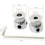 RuiLing 2pcs GT2 Aluminum Alloy Synchronous Wheel 3D Printer Accessories 20 Teeth Bore 5mm Timing Pulley for Width 6mm Open Timing Belt