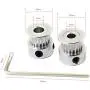 RuiLing 2pcs GT2 Aluminum Alloy Synchronous Wheel 3D Printer Accessories 20 Teeth Bore 5mm Timing Pulley for Width 6mm Open Timing Belt