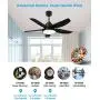 KAPOEFAN 46 Black Ceiling Fan with Lights and Remote, Flush Mount Ceiling Fan with Lights, Modern Ceiling Fan with Noiseless Reversible DC Motor - Adjustable Color Temperature - 6 Speeds -Timing Function for Indoor and Outdoor