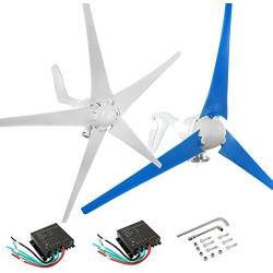 Dyna-Living 500W 12V Wind Turbine Generator & 800W 12V Wind Turbine Motor with Charge Controller for Home Marine Industrial Energy Blue 3 Blades and White 5 Blades (Not Included Mast)