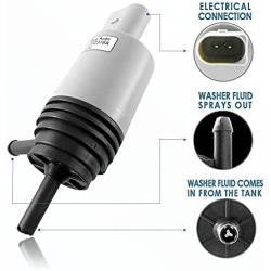 Mean Mug Auto 21323-232316A Windshield Washer Pump - Compatible with BMW - Replace OEM #: 67126934159, 67127302589