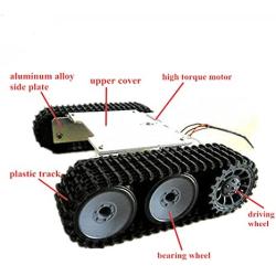 Professional Metal Robotic Moving Platfrom with High Torque DC Motor, Smart DIY Robot Tank Car Chassis, Remote Control Video Monitor for Arduino Raspberry Pi Project Learning Robotics Kit, RC Toy