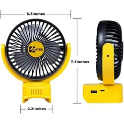 Cordless Jobsite Fan For DeWALT 18V 20V Max 60V Flex Battery Brushless Motor With USB A+C Fast Charging For Camping Workshop and Construction Site(Battery not included)
