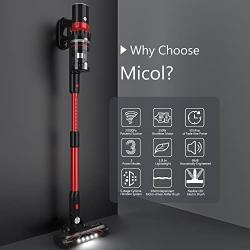 Micol 27000Pa Cordless Vacuum Cleaner, 350W Brushless Motor Stick Vacuum, Up to 50 Minutes Runtime Detachable Battery, 4 in 1 Handheld Lightweight Vacuum for Home Hard Floor Carpet Pet Car