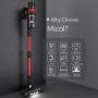 Micol 27000Pa Cordless Vacuum Cleaner, 350W Brushless Motor Stick Vacuum, Up to 50 Minutes Runtime Detachable Battery, 4 in 1 Handheld Lightweight Vacuum for Home Hard Floor Carpet Pet Car