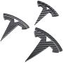 YHCDSEA Model Y Steering Wheel/Front Trunk/Rear Trunk Logo Sticker Cover Emblem Badge Decals 3PCS/Set for Tesla Model Y Accessories (Glossy Carbon Fiber Pattern)
