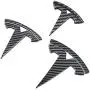 YHCDSEA Model Y Steering Wheel/Front Trunk/Rear Trunk Logo Sticker Cover Emblem Badge Decals 3PCS/Set for Tesla Model Y Accessories (Glossy Carbon Fiber Pattern)