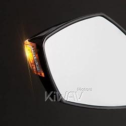 KiWAV Magazi Fist Black Motorcycle Mirrors with Oi Flash Controller 16 Flash Mode compatible for BMW