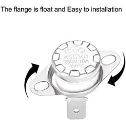 uxcell KSD301 Thermostat 150°C/302°F 10A Normally Closed N.C Adjust Snap Disc Temperature Switch 2pcs