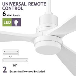 Obabala 52 White Ceiling Fan with Lights Modern Ceiling Fan with Remote Control Reversible DC Motor and Matte White, 6 Speed, Timer