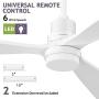 Obabala 52 White Ceiling Fan with Lights Modern Ceiling Fan with Remote Control Reversible DC Motor and Matte White, 6 Speed, Timer