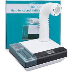 LVCHEN Dental Dust Collector - 3 in 1 Nail Polishing Dust Vacuum Suction Powerful Dust Extractor with Digital Display Screen & Fan & LED Light & Dual Function