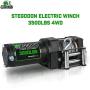 STIMULATER New 3500lbs.Load Capacity Winch 12V Steel Cable Winch Waterproof IP 67 Electric Winch with Wired Remote and Wireless Remotes, 4-Way Roller Fairlead, Strap and Hook for ATV/UTV/Boat (Black)…