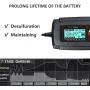 12V Automatic Fast Battery Charger and Maintainer, Switchable 2A 4A and 8A, 7-Stage Trickle Charger and Battery Desulfator for Deep Cycle Battery Car Motorcycle Truck RV Lawn Mower