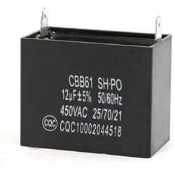 PULABO Simple and Sophisticated DesignPremium CBB61 12uF Motor Capacitor - AC 450V 12uF 2 Terminals Air Conditioner Motor Capacitor Black CBB61