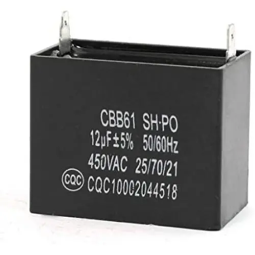 Premium CBB61 12uF Motor Capacitor - AC 450V 12uF 2 Terminals Air Conditioner Motor Capacitor Black CBB61
