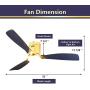 Low Profile Ceiling Fan With Light, Exbrite, 52 inch Flush Mount Ceiling Fan, 3 Carved Wood Fan Blade Noiseless Reversible Motor Remote Control Hugger Ceiling Fan With Light (Navy Blue DC)