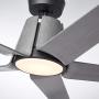 Noble Home Large LED Ceiling Fan with Light, 60 Inch | Dimmable Indoor/Outdoor Fixture with 6 Speed DC Motor | Contemporary 5 Blade Design with Downrod Mount, Graphite