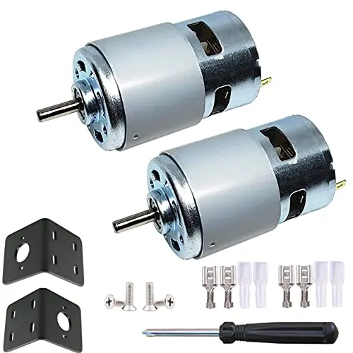 Puly DC 775 Motor 24V 20000RPM 775 Motor Ball Bearing Large Torque High Power Low Noise DC Motor for Electrical Tools 2-Pack(with Bracket) Puly DC 775 Motor 24V 20000RPM 775 Motor Ball Bearing Large Torque High Power Low Noise DC Motor for Electrical Tools 2-Pack(with Bracket)
