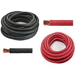 WNI 1/0 Gauge 10 Feet Black 10 Feet Red 1/0 AWG Ultra Flexible Welding Battery Copper Cable Wire - Made In The USA - Car, Inverter, RV, Solar