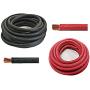 WNI 1/0 Gauge 10 Feet Black 10 Feet Red 1/0 AWG Ultra Flexible Welding Battery Copper Cable Wire - Made In The USA - Car, Inverter, RV, Solar