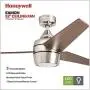 Honeywell 50604-01 Eamon Modern Ceiling Fan, Remote Control, LED, 52 inches, Brushed Nickel