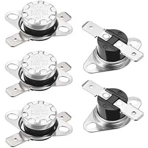 uxcell KSD301 Thermostat 40°C/104°F 10A Normally Closed N.C Adjust Snap Disc Temperature Switch 5pcs