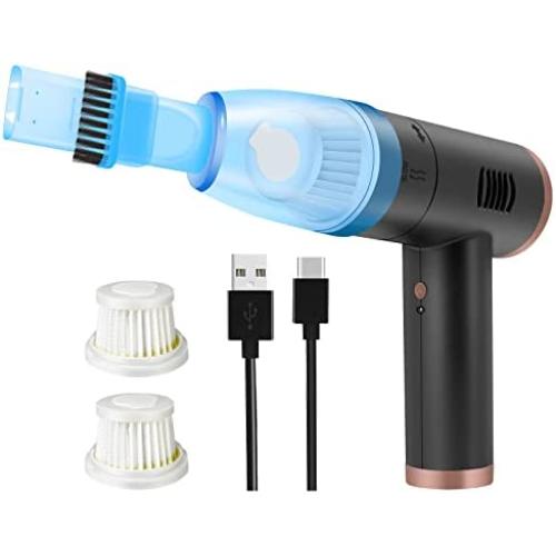 Cordless Air Duster & Vacuum 2 in 1, Powerful 70000RPM, 7500mah, Electric Air Blower Replaces Air Cans , Computer Keyboard Vacuum Cleaners, Portable Compressed Air Duster for Home/Office/Car, Black