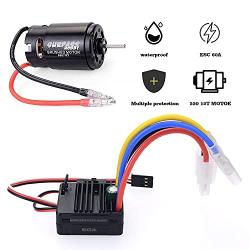 Globact 550 12T Brushed Motor and 60A Brushed ESC for Rc 1/10 Scale Electric Short Course Truck Traxxas Slash 2WD/4WD Redcat ARRMA AXIAL HPI HELION 10SC HSP Wltoys Kyosho