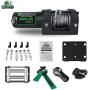 STIMULATER New 3500lbs.Load Capacity Winch 12V Steel Cable Winch Waterproof IP 67 Electric Winch with Wired Remote and Wireless Remotes, 4-Way Roller Fairlead, Strap and Hook for ATV/UTV/Boat (Black)…