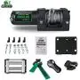 STIMULATER New 3500lbs.Load Capacity Winch 12V Steel Cable Winch Waterproof IP 67 Electric Winch with Wired Remote and Wireless Remotes, 4-Way Roller Fairlead, Strap and Hook for ATV/UTV/Boat (Black)…