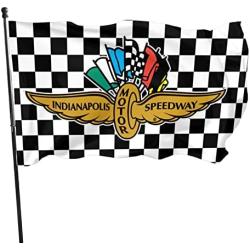 Indiana-polis Motor Black White Checkered Logo Banner Fly Garden Flag Yard Outdoor with Brass Grommets Indoor Home Decorate 3x5 Foot