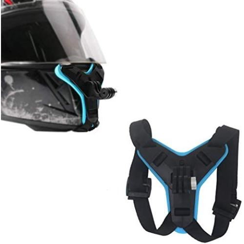 Motorcycle Helmet Chin Strap Mount Non-Slip & Shockproof Design for GoPro Hero 9, 8, 7, 6, 5, 4, Session, 3+, 3, 2, 1, Hero (2018), Fusion, DJI Osmo, Sjcam, Xiaoyi Action Cameras