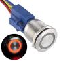 APIELE 22mm Latching Push Button Switch 12V DC Angel Eye LED Waterproof Stainless Steel Round Metal Self-Locking 7/8 1NO 1NC 1 Pack (Red)