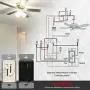 ENERLITES 3 Speed Ceiling Fan Control and LED Dimmer Light Switch, Light and Fan Combination Switch, Single Pole, 2.5A, 300W Incandescent, No Neutral Wire Required, 17001-F3-LA-F, Light Almond