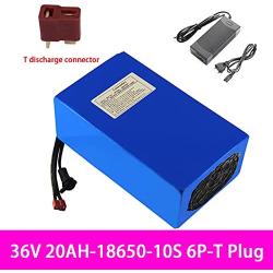Jieoto 36V 20Ah 10S6P E-Bike Lithium Battery Pack 25Ah 10S8P Electric Bikes Li-ion Battery with Charger for 200W-1000W Motor for Scooters Electric Tools Electric Tricycles