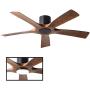 Aviator Smart Indoor and Outdoor 5-Blade Flush Mount Ceiling Fan 54in Matte Black Distressed Koa with Remote Control (Light Kit Sold Separately) works with Alexa, Google Assistant, Samsung Things, and iOS or Android App