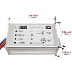 DC Motor Speed Controller 20A 1200W Brush Motor Driver Controls DC 9V-60V 12V 24V 36V 48V 60V Motor Pulse Width Modulator Regulator PWM Monitor Dimmer Governor with Switch & Knob