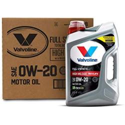 Valvoline Full Synthetic High Mileage with MaxLife Technology SAE 0W-20 Motor Oil 5 QT, Case of 3 (Packaging May Vary)