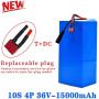 Jieoto 36V E-Bike Battery 13Ah 15Ah 18Ah 18650 Electric Bike Lithium Battery Pack with Charger+ BMS Fit for 250W 350W 450W 500W 750W Motor