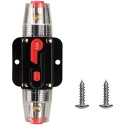 M1A2 Circuit Breaker Switch 60A Waterproof Fuse Inline Holder 3-15 AWG Resettable Fuse Manual Reset 12V-48V DC for Car Audio Sound Amplifier System RV Home Marine Boat Truck