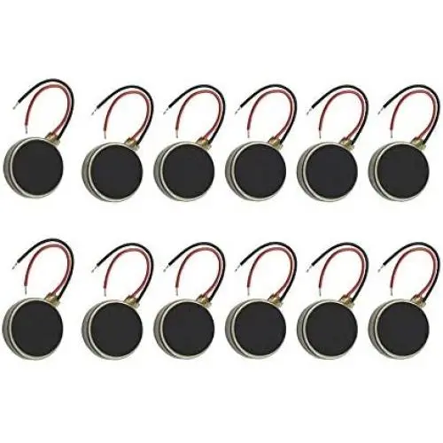 QMseller Cell Phone Vibration Motors DC3V/0.1A 1.5V/0.05A 10x2.7mm Coin Mobile Phone Vibration Motor 12Pcs
