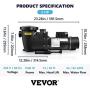 VEVOR 2.0HP Inground /Above Ground Pool Pump, 5520 GPH Max Flow, 230 V, 1500 W Dual Speed Energy Saving Swimming Pool Motor for in/above Ground Pool w/ Strainer Basket, Certificate of ETL for Security