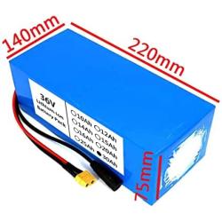 Jieoto 36V E-Bike Battery Pack 30Ah Rechargeable Battery 30000mAh 10S 6P Electric Bike Lithium Battery with 2A Charger and BMS Fit for 200W 250W 350W 500W 750W 900W 1000W Motor