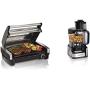 Hamilton Beach Electric Indoor Searing Grill, 6-Serving, Extra-Large Drip Tray, Stainless Steel & 12-Cup Stack & Snap Food Processor & Vegetable Chopper, Black (70725A)